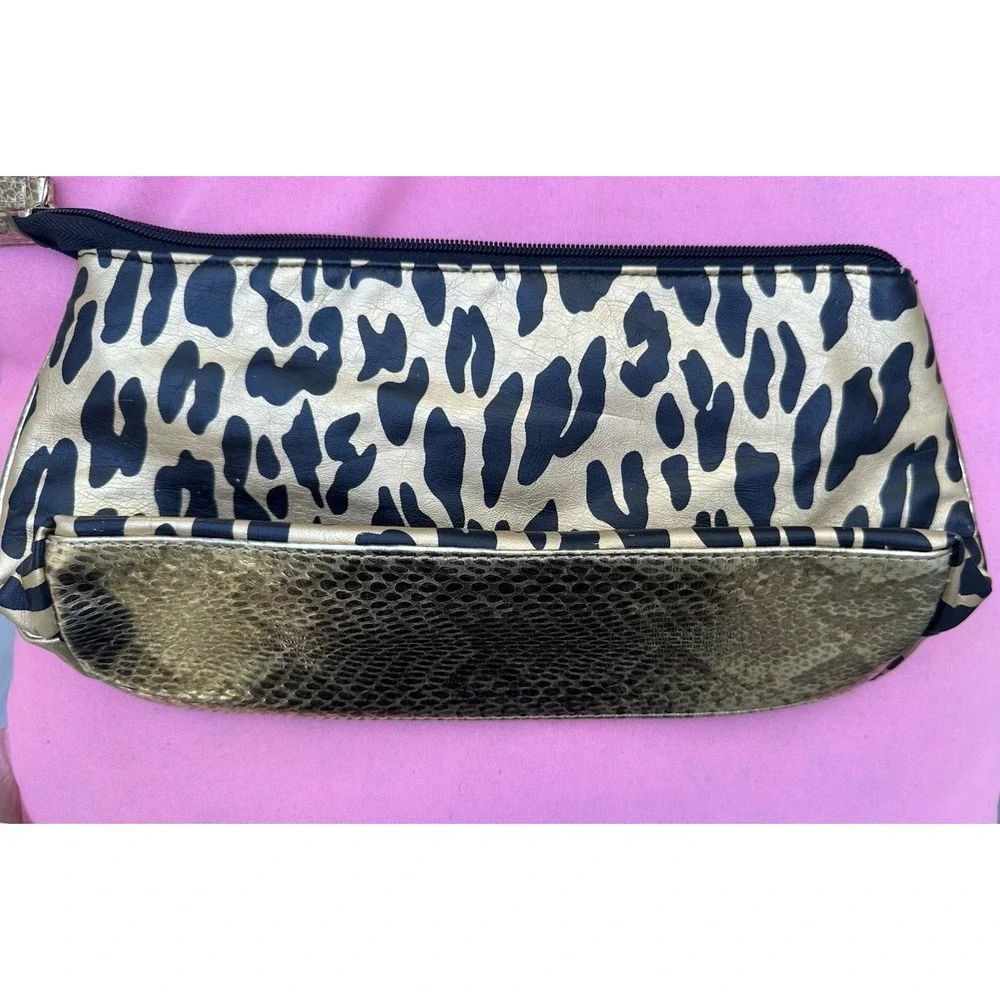 Betseyville by Betsey Johnson Gold Black Leopard Print‎ Makeup Pouch